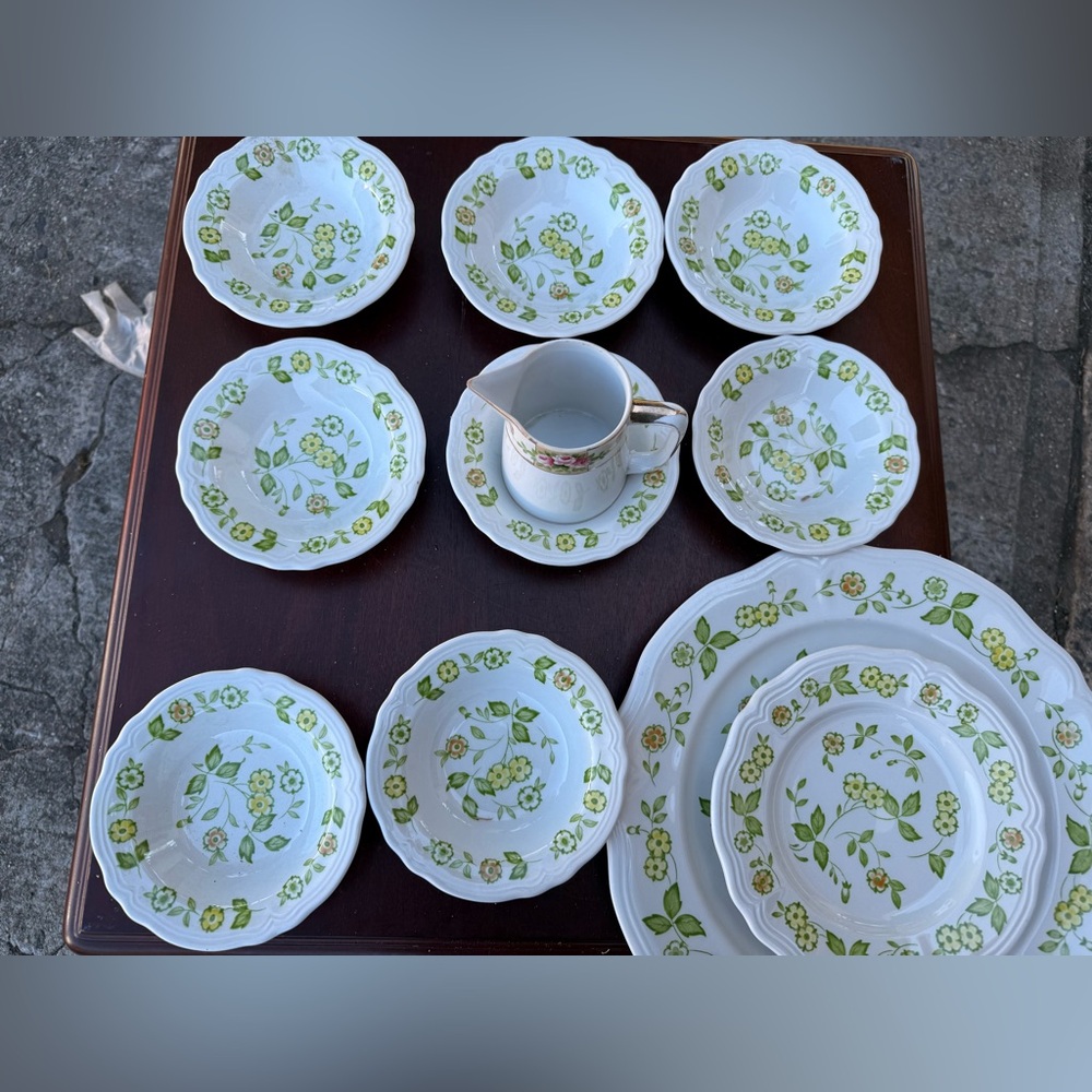 Vintage 1978 Petite Flora Ironstone Japan 4009 Green Yellow Floral